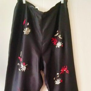 Pure Silk, Floral Embroidery Pants